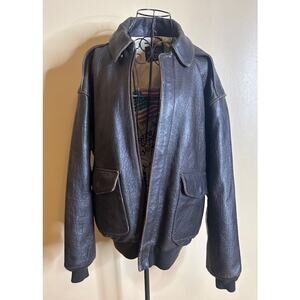 Avirex A-2 Leather Bomber Jacket Men’s XL Brown Lambskin Military